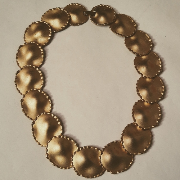 Vintage Look Gold-toned Disc Necklace 18" - Picture 3 of 6